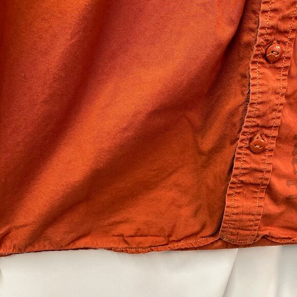 Harley Davidson Men's Holdout Shirt Large Orange Logo short sleeve button Up - Picture 7 of 15